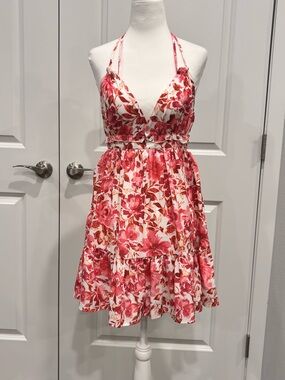 NWOT Bright Halter Sundress in Pinks and White XS